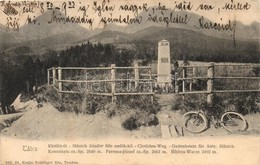 T2 1905 Tátra, Tatry; Klotild út, Münnich Sándor Féle Emlékkő Kerékpárral, Koncsiszta, Ferenc József és Bibircs Csúcs. F - Non Classés