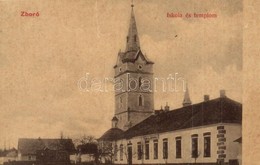 T3 1909 Zboró, Zborov; Iskola és Templom. Horovitz M. Ch. 606. / School And Church (vágott / Cut) - Ohne Zuordnung