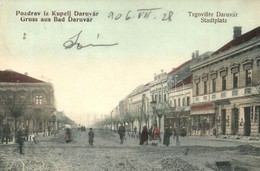 T2 1906 Daruvár, Daruvar; Trgoviste / Stadtplatz / Square, Shop Of Latoslav Schwartz - Ohne Zuordnung