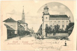 T2 1901 Eszék, Osijek, Esseg; Megye Utca, Zsinagóga / Zupanijska Ulica / Cimitatsgasse / Street View With Synagogue - Ohne Zuordnung