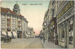 T2/T3 Eszék, Osijek, Esseg; Utcakép, Vilima Glesinger üzlete / Kapucinska Ulica / Street View With Shops (EK) - Non Classés