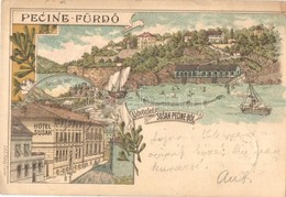 T2/T3 1900 Fiume, Rijeka; Susak-Pecine-fürdő, Tersatto Vár, Susak Szálloda / Trsat Castle, Hotel. E. Honig Floral, Litho - Ohne Zuordnung