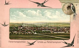 ** T2 Fehértemplom, Ung. Weisskirchen, Bela Crkva; Fecskés Dombornyomott Litho Keret. Gustav Wunder Kiadása / Emb. Litho - Ohne Zuordnung