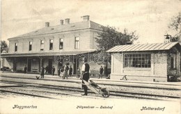 T2 1911 Nagymarton, Mattersburg, Mattersdorf; Vasútállomás. Schön Samuel Kiadása / Bahnhof / Railway Station - Ohne Zuordnung