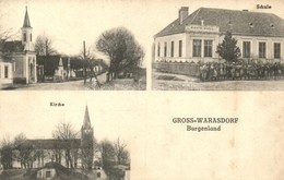 T2 1932 Szabadbáránd, Grosswarasdorf; Templom Utca, Római Katolikus Iskola / Kirche, Schule, Strasse / Church, School, S - Sin Clasificación