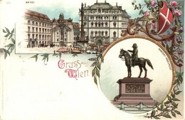 T2/T3 1898 Vienna, Wien; Am Hof, Radetzky Monument. Coat Of Arms, Art Nouveau, Floral, Litho; L. V. Enders'sche Kunstans - Non Classificati