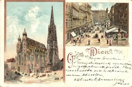 * T2/T3 1898 Vienna, Wien; Graben, Stephansdom / Street View, Church. Litho (EK) - Zonder Classificatie