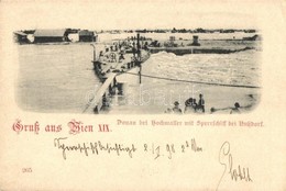 * T2/T3 1898 Vienna, Wien XIX. Donau Bei Hochwasser Mit Sperrschiff Bei Nussdorf / The Blocking Ship At Flood (EK) - Non Classificati