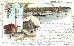 T2/T3 1900 Ruse, Pyce, Roustchouk; Mosque, Alexandrovska Street. A. Dimitroff Floral, Art Nouveau, Litho (EK) - Ohne Zuordnung