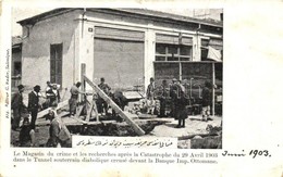 * T2/T3 1903 Thessaloniki, Salonique; Le Magasin Du Crime Et Les Recherches Apres La Catastrophe Dans Le Tunnel Souterra - Zonder Classificatie