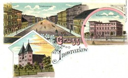 ** T1/T2 Inowroclaw, Inowrazlaw; Friedrichstrasse, Wolfsohnsches Waisenhaus, Wieder Aufgebaute Marienkirche / Street, Or - Non Classés