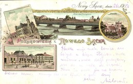 * T2/T3 1914 Nowy Sacz, Nowego Sacza, Neu Sandez, Újszandec; Ratusz, Baszta, Sokól Gimnazyum, Most Nad Dunajcem / Town H - Non Classificati