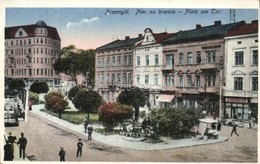 * T1/T2 Przemysl, Plac Na Bramie / Platz Am Tor / Square, Water Carriage With Well, Shop Of D. Heszeles - Ohne Zuordnung