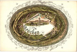 ** T1/T2 Brocken, Gruss Aus Brocken Hotel. Verlag Von Rud. Schade Nr. 16. 1911. Art Nouveau, Floral, Map - Non Classés