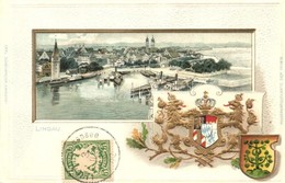 * T1/T2 Lindau, Coat Of Arms. Carl Schönwalter's Passepartoutkarte Dep. 123818. Emb. Litho - Unclassified