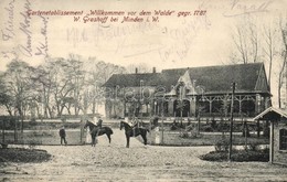 T3 1916 Minden I. W., Gartenetablissement 'Willkommen Vor Dem Walde' Gegr. 1787, W. Gasthoff / Forest Restaurant And Hot - Non Classificati
