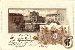 T2/T3 1900 München, Gärtnerplatz. Passepartoutkarte 123818. / Square, Coat Of Arms, Emb. Litho (EB) - Zonder Classificatie