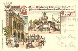 T1/T2 1897 (Vorläufer!) Stuttgart, Gruss Aus Der Deutschen Fachausstellung Für Hotel Und Wirtschaftswesen Kochkunst / Ge - Non Classés