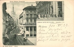 T2/T3 1900 Milano, Milan; Corso Vittorio Emanuele, Campari Caffe Bottiglieria Galleria V.E. / Street View With Cafe (EK) - Unclassified