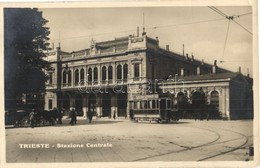 T2/T3 1929 Trieste, Stazione Cenrale / Central Railway Station, Tram With 'Liquore Strega' Advertisement (EK) - Ohne Zuordnung