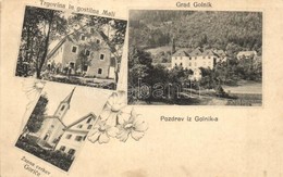 T2/T3 1917 Golnik, Gallenfels; Gorice, Zupna Cerkev, Grad, Trgovína In Gostilna Mali / Church, Castle, Shop And Restaura - Non Classés