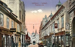 T2 Ljubljana, Laibach; Presernova Ulica, Kreditnega Zavoda, Restauracija, Bazar / Street View With Restaurant, Shopf Of  - Non Classificati