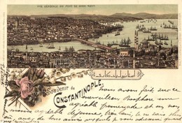 T1/T2 1897 (Vorläufer!) Constantinople, Istanbul; Vue Generale Du Pont De Kura-Keuy / Karaköy Bridge. Emil Pinkau Floral - Non Classés