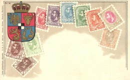 ** T1/T2 Romanian Stamps And Coat Of Arms. Carol I Of Romania. Carte Philatélique Ottmar Zieher No. 32. Litho - Sin Clasificación