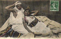 T2 Jeune Mauresque Et Femme Kabyle / Half-naked Moroccon And Kabyle Women, Folklore. TCV Card - Non Classés