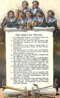 ** T1/T2 Zehn Gebote Des Matrosen / Ten Commandments Of The Mariners. K.u.K. Kriegsmarine, Mariners Humorous Art Postcar - Zonder Classificatie