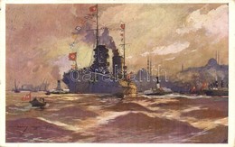 T2 1916 Flaggengala Im Hafen Von Konstantinopel / WWI Ottoman Navy Warships In The Port Of Constantinople (Istanbul). S: - Ohne Zuordnung