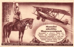 * T3/T4 Mussolini Ajándéka Magyarországnak. Tolnai Világlapja Rézkarc Kivitelű Levelezőlapja / Mussolini's Present To Hu - Zonder Classificatie