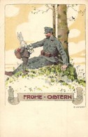 T3 1917 Frohe Ostern. Feldpostkarten / WWI K.u.k. Military Easter Art Postcard S: E. Kutzer (EB) - Non Classés