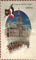 ** T2/T3 Einzug Der Deutschen Truppen In Brüssel / WWI Entry Of The German Troops To Brussels. M.S.i.B. 58. Coat Of Arms - Ohne Zuordnung