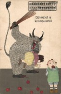 T2/T3 1931 Üdvözlet A Krampusztól / Krampus Art Postcard. Wiener Werksätte No. 527. S: Mela Koehler - Ohne Zuordnung