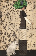 ** T1 Art Nouveau Lady With Dog. Wiener Werkstätte No. 523. S: Mela Koehler - Unclassified