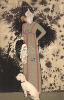 ** T1 Art Nouveau Lady With Dog. Wiener Werkstätte No. 522. S: Mela Koehler - Non Classificati