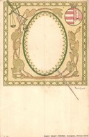 ** T2/T3 Magyar Címeres Szecessziós Művészlap. Blau József 3. Sz. / Hungarian Coat Of Arms. Art Nouveau Litho S: Basch Á - Ohne Zuordnung