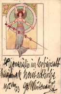 T2 1902 Female Warrior With Hearts On Her Sword. Hungarian Art Nouveau Postcard. Serie 540. No. 7. Litho  S: Basch Árpád - Non Classés