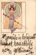 T2 1902 Female Warrior With Hearts On Her Sword. Hungarian Art Nouveau Postcard. Serie 540. No. 7. Litho  S: Basch Árpád - Unclassified