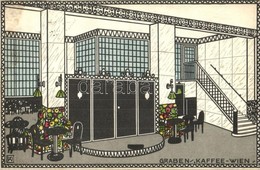 T2 1915 Graben Kaffee Wien / Café Interior In Vienna, Wiener Werkstätte Style Art Postcard - Non Classificati