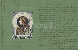 * T2 Art Nouveau Lady Art Postcard. Emb. Litho - Ohne Zuordnung