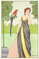 ** T1 Wiener Art Postcard. Lady With Parrot. B.K.W.I. 656-6. S: Mia Witt - Ohne Zuordnung