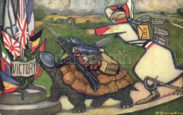 ** T1/T2 The Hare And The Tortoise / Entente Powers Is The Winner. WWI Anti-Central Powers Propaganda Art Postcard. Raph - Sin Clasificación