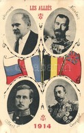 T2/T3 1914 Les Alliés. R. Poincare, Nicolas II, Georges V, Albert I / Allies Of World War I (Entente Powers) Propaganda  - Unclassified