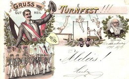 T3 1898 Gruss Vom Gut-Heil. Turnfest! Vater Jahn / German Gymnastics Festival Advertisement Art Postcard. Philipp Frey & - Non Classés