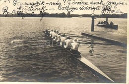 T2/T3 1905 Budapest, Evezős Csapat Edzés Közben A Dunán / Hungarian Rowing Team Training On Danube. Photo (EK) - Unclassified