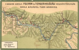 ** T1/T2 A Magyar Királyi Folyam- és Tengerhajózási Részvénytársaság Vonala Báziástól-Turn-Severinig / Map Of The Royal  - Zonder Classificatie