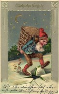 * T3 Glückliches Neujahr! / New Year Greeting Art Postcard With Dwarf. Emb. Litho (Rb) - Zonder Classificatie