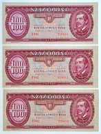 1993. 100Ft (3x) Sorszámkövetők, 'B042 028484 - B042 028486' T:I / Hungary 1993. 100 Forint (3x) Sequential Serials, 'B0 - Unclassified